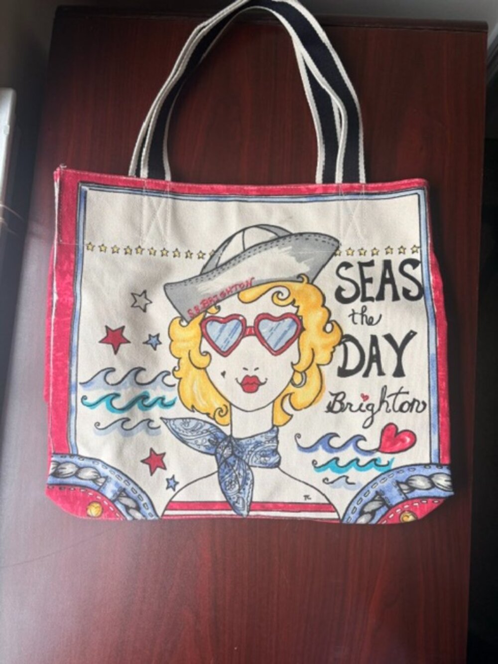Brighton "Seas the Day" Nautical Canvas Tote Bag Anchor Mermaid Beach Travel